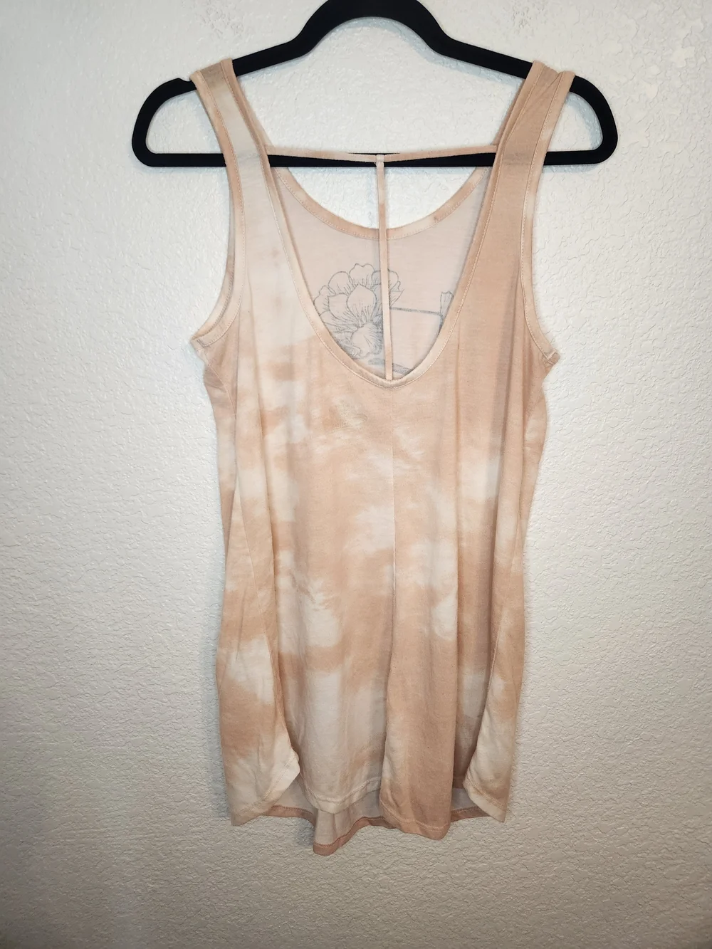 Texas Floral Tie-Dye Tank Beige coverup Size L
